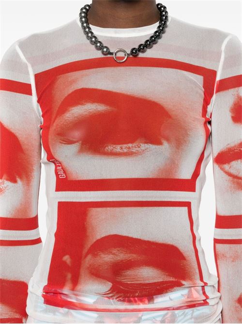 Eyes and lips mesh t-shirt JEAN PAUL GAULTIER | 2430FTO209T553013014